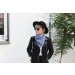 Woman modeling Rivington oak barrel sunglasses