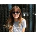 Woman modeling Rivington oak barrel sunglasses