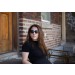 Woman modeling Vienna sunglasses in black