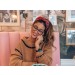 Woman wearing Rivington eyeglasses in black