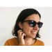 Woman modeling Vienna red sunglasses
